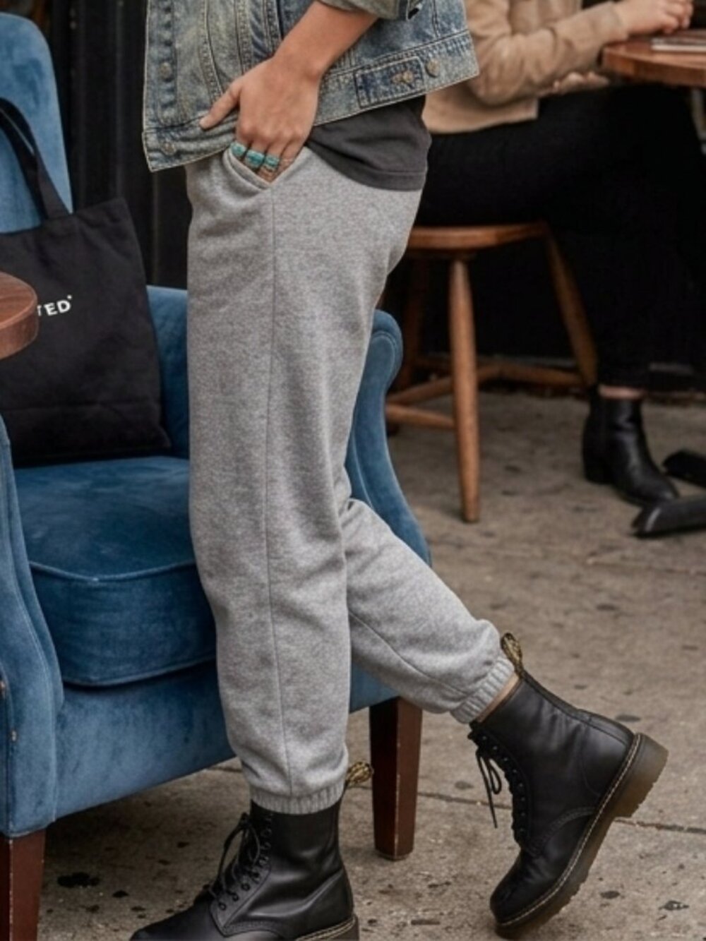 Aritzia Wilfred‎ Free Dionne Grey High Rise Flannel Lounge Sweatpant Jogger Sz S